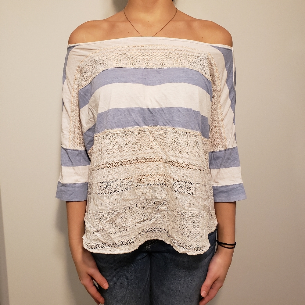 Off-the-Shoulder White Lace Top